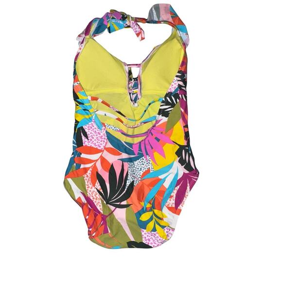 BlueRod Beattie Tropical Print Halter One-Piece Swimsuit L resortwear cruise - Picture 5 of 6